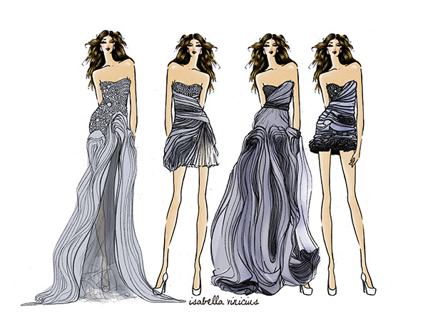 fashion design sketches of dresses